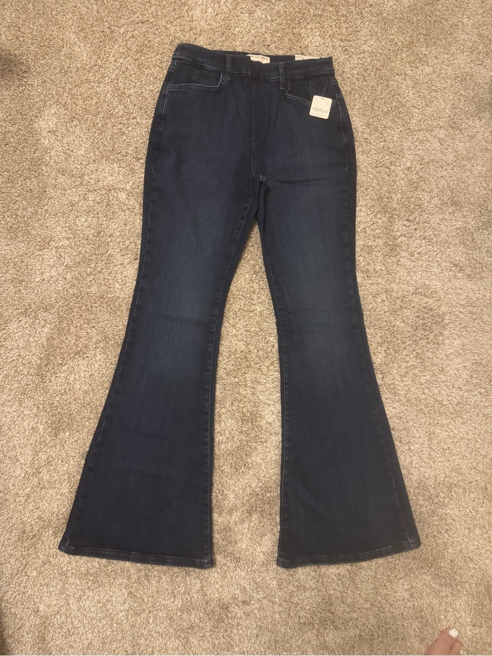 Free People CRVY Infinite High Rise Dark Indigo Flare Jeans
